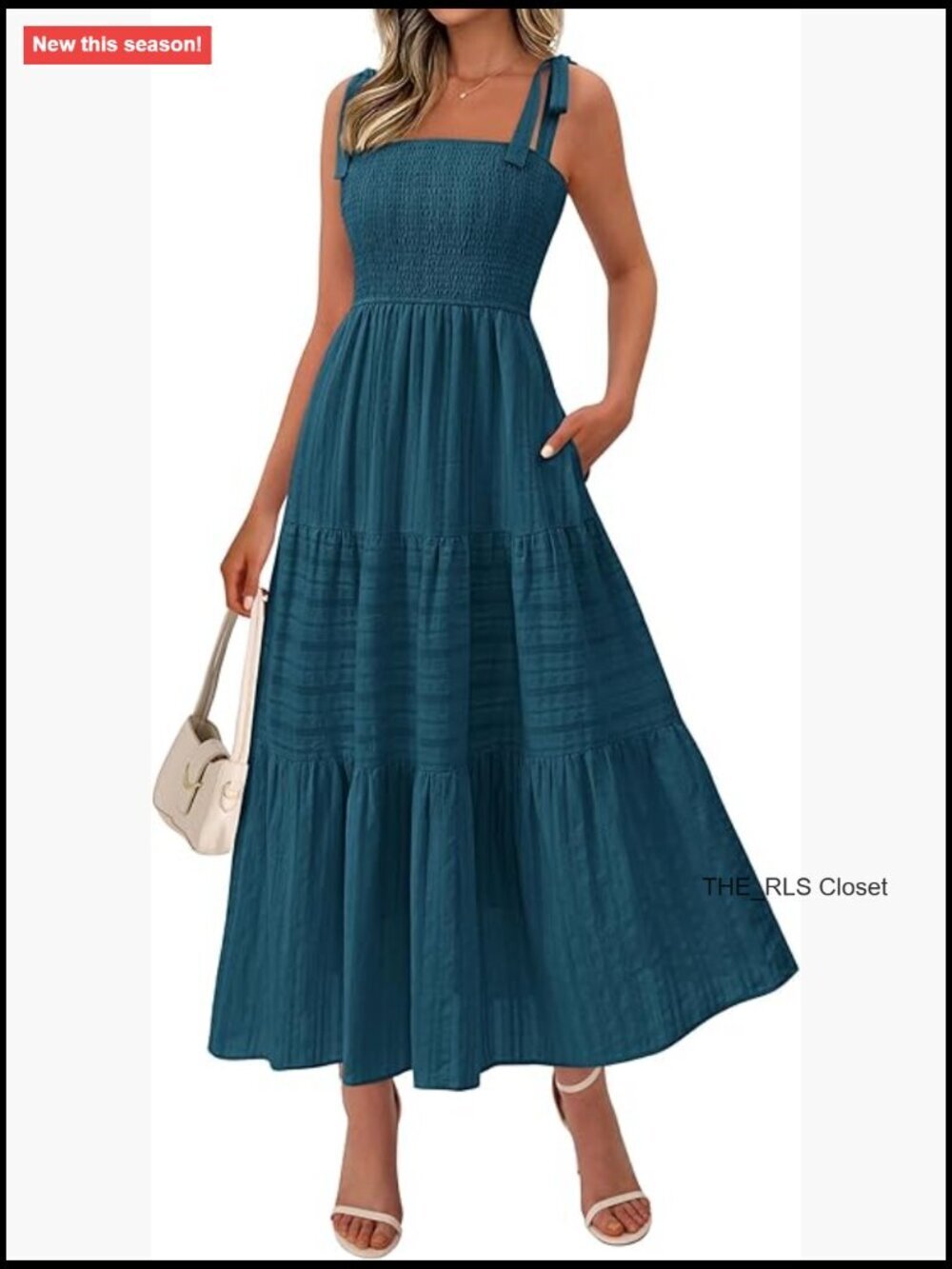 Cotton Maxi Dress with Spaghetti Straps Smocked Bodice A-Line Beach Sundress